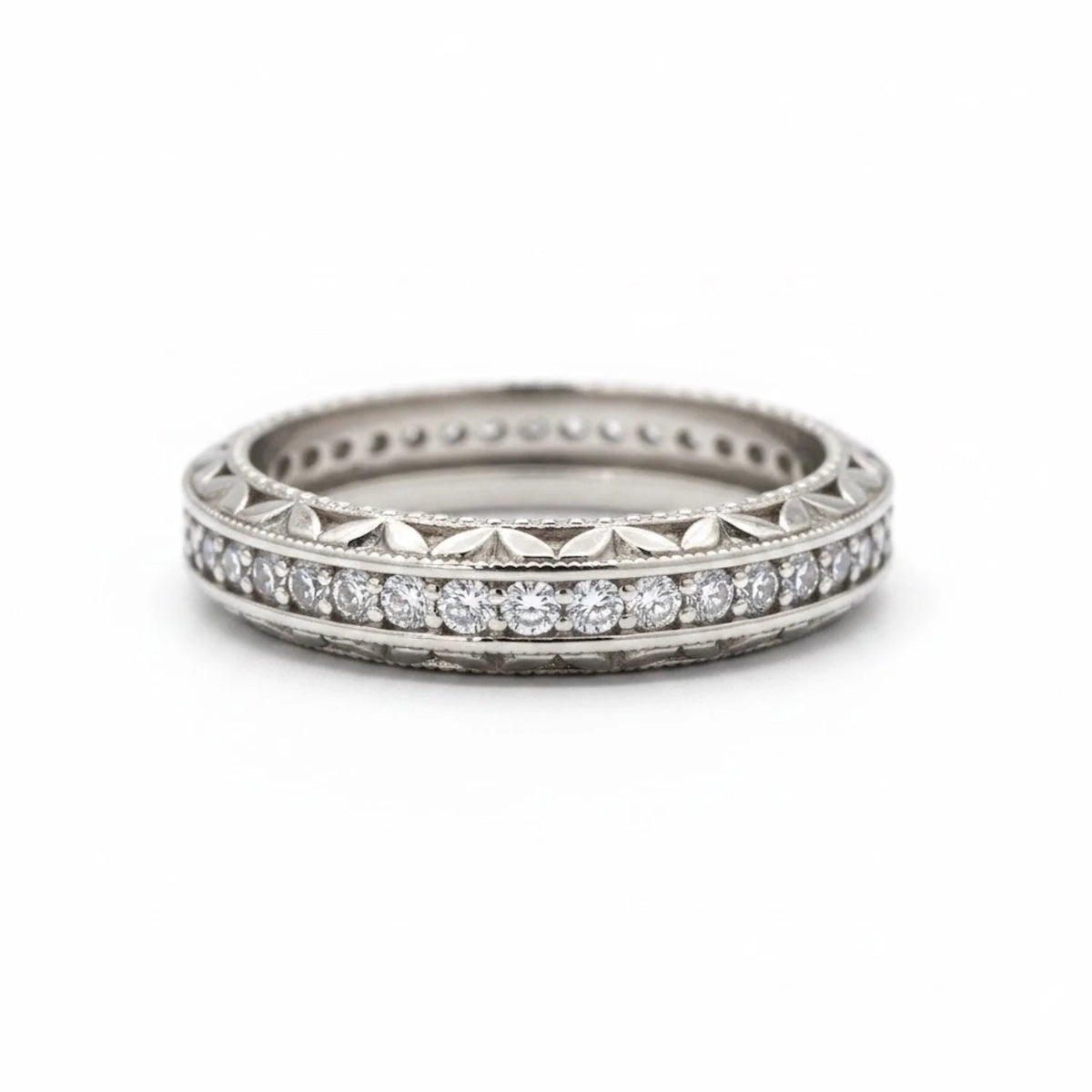 925 STERLING SILVER VINTAGE WHITE CZ ETERNITY BAND -11012-WCZ