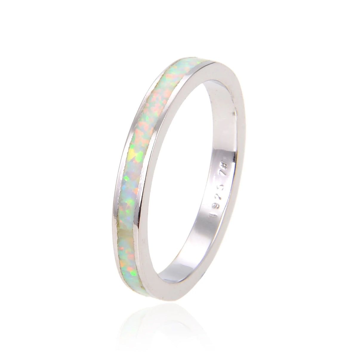 925 Sterling Silver Lab Grown Blue Opal 3mm  Opal band ring -11060-k5