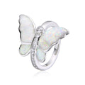 925 Sterling Silver Lab Grown White Opal BUTTERFLY ring-111068-k17