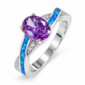 111099 sterling silver amethyst-purple CZ ring with blue opal