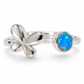 925 Sterling Silver Butterfly Ring with  Lab-Created blue or white  Opal Ring - 111160-k5
