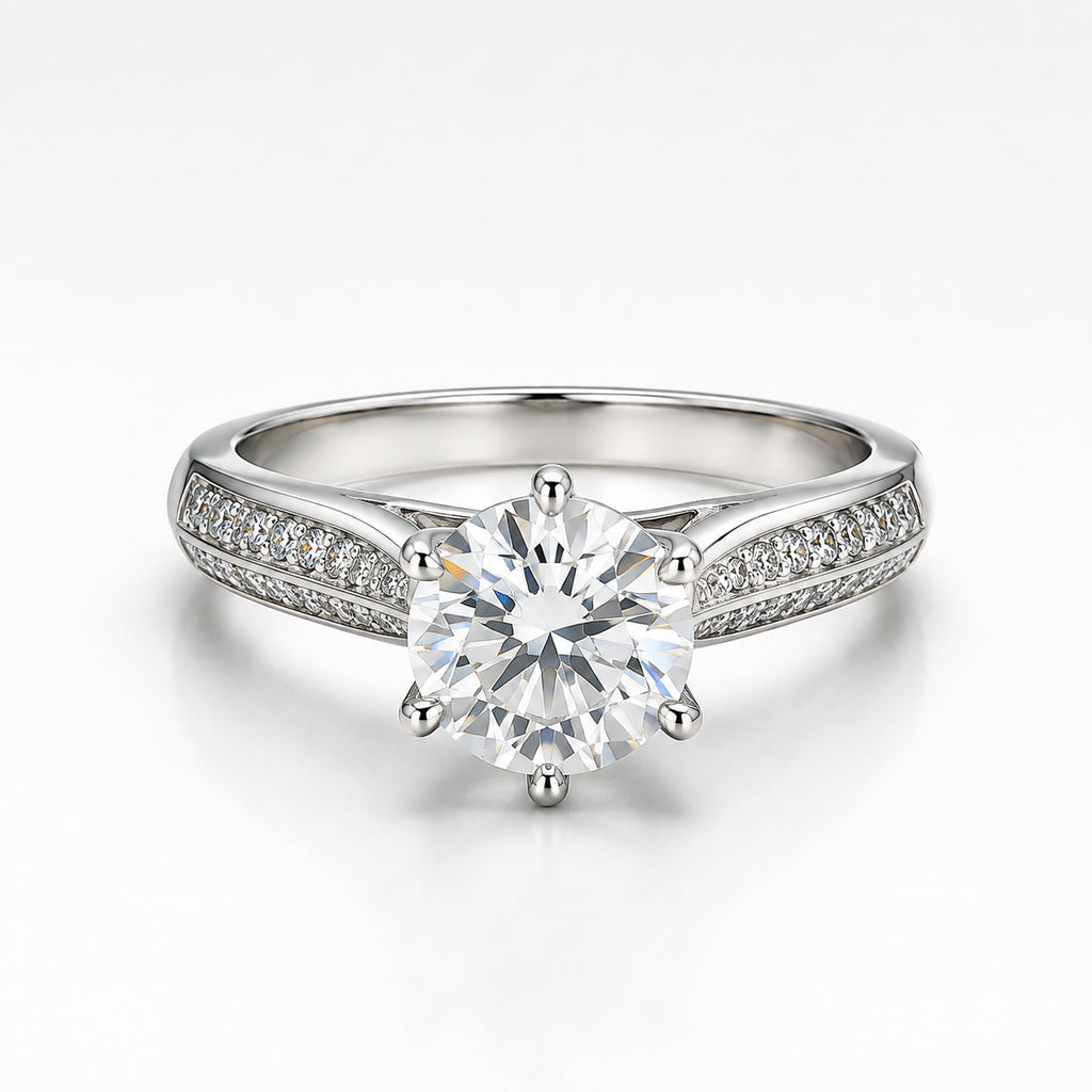 1 CT Brilliant Round Moissanite Solitaire Ring- 111238- MOS