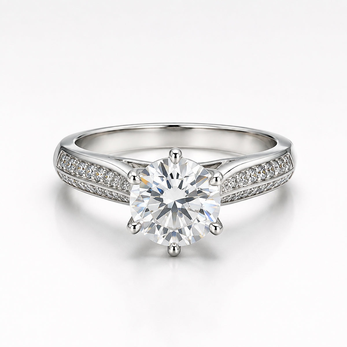 1 CT Brilliant Round Moissanite Solitaire Ring- 111238- MOS