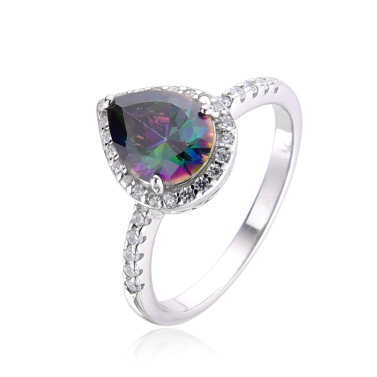 925 STERLING SILVER COLOR CHANGING CZ ZULTNITE DROP SHAPE RING-11130-204