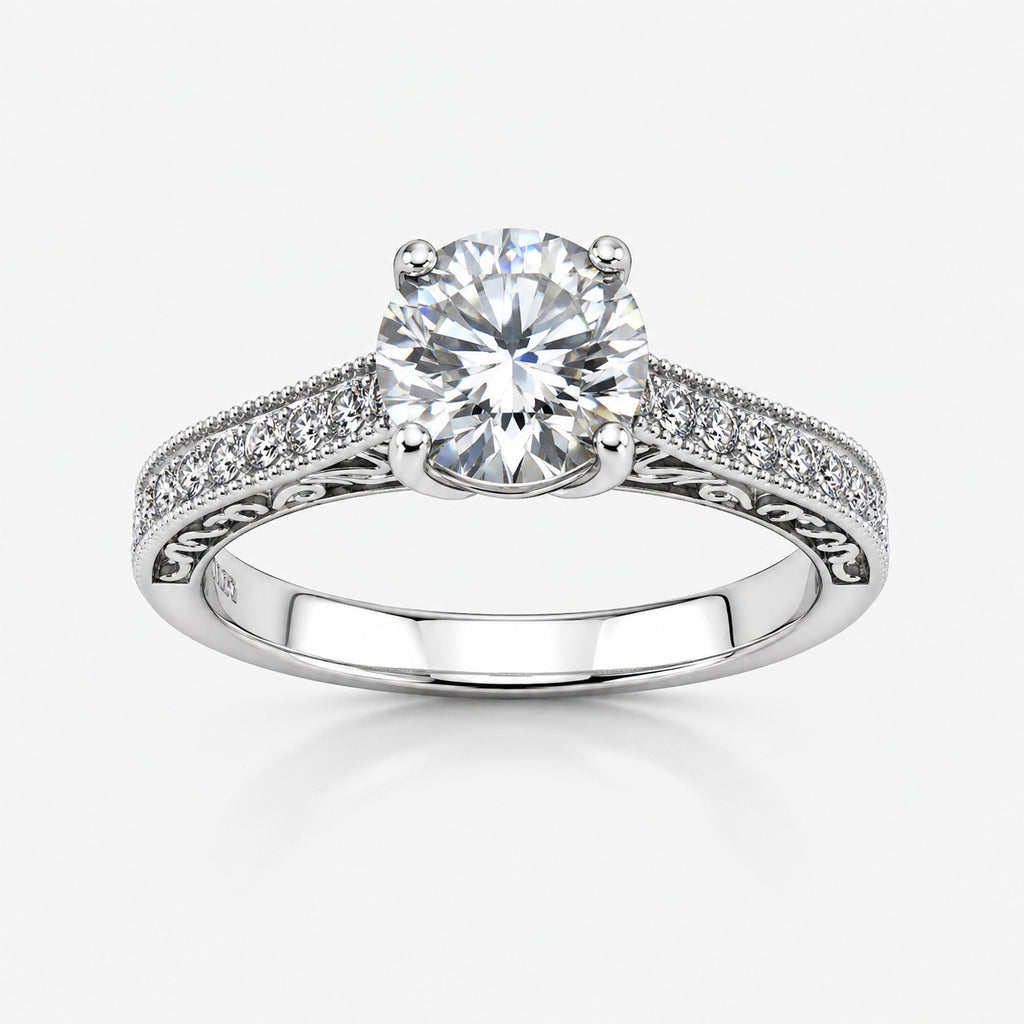 1CT Brilliant Round Moissanite Solitaire Ring- 111339- MOS