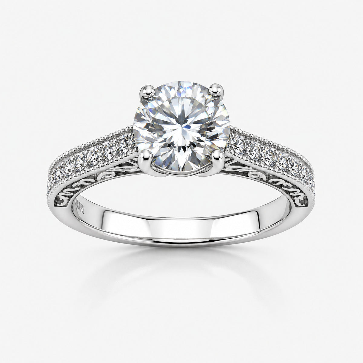 1CT Brilliant Round Moissanite Solitaire Ring- 111339- MOS