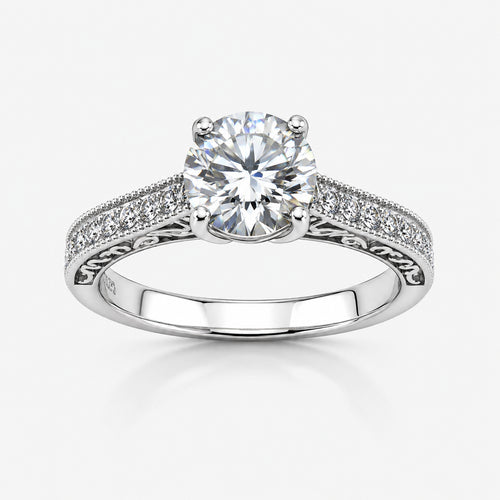1CT Brilliant Round Moissanite Solitaire Ring- 111339- MOS