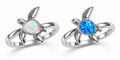 925 Sterling Silver Lab-Created Blue or white Opal Turtle  Ring - 111362-k5