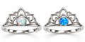 925 Sterling Silver Lab-Created Blue or White Opal Crown  Ring - 111381