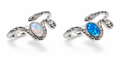 925 Sterling Silver Snake  Lab-Created  Blue or White Opal Ring - 111384-k5