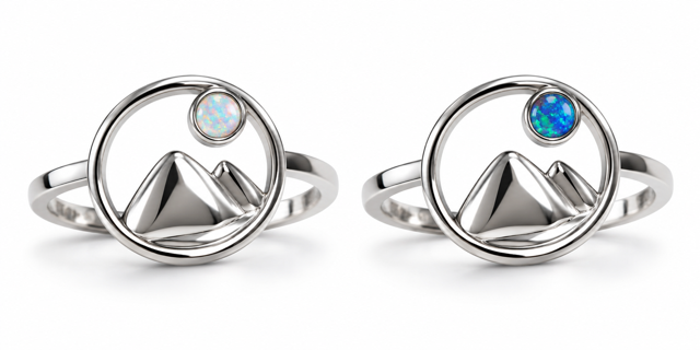 925 Sterling Silver Lab-Created Mountain Opal Ring - 111403