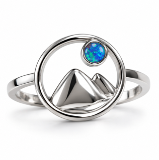 925 Sterling Silver Lab-Created Mountain Opal Ring - 111403