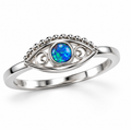 925 Sterling Silver Lab-Created  Eye Opal Ring - 111406
