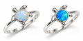 925 Sterling Silver Lab-Created Opal  Turtle Ring - 111459
