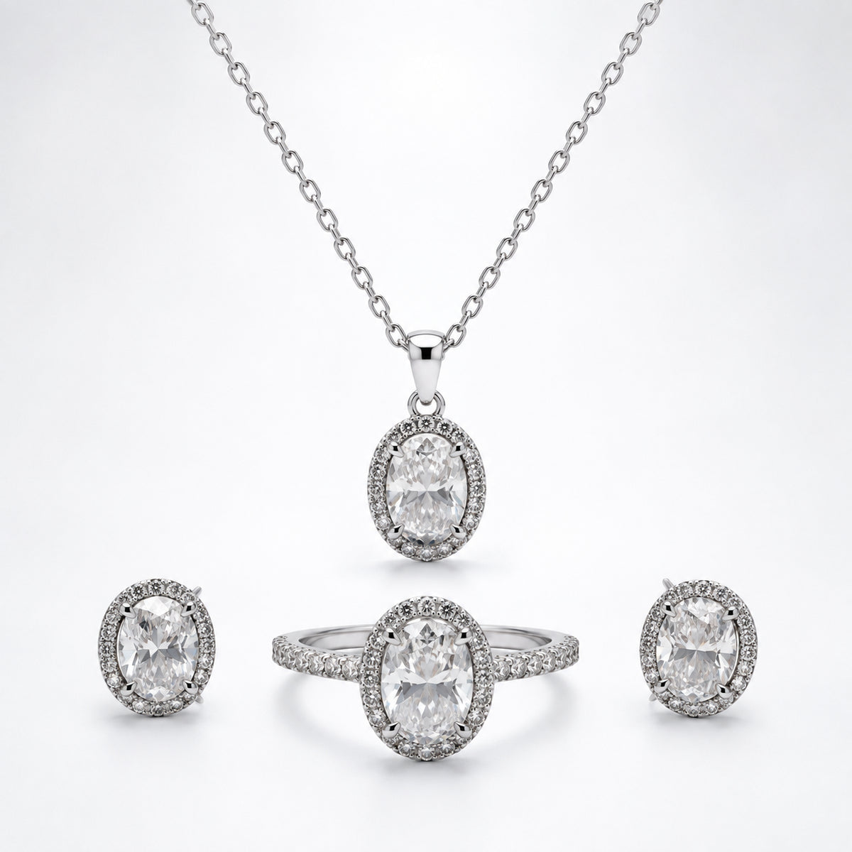 4 ct Total Eternal Sparkle Moissanite OVAL  Halo Set-111541-221091-331413- MOS