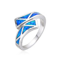 925 Sterling Silver Lab Grown Blue Opal Wave Ring-11188-k5