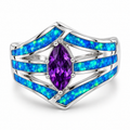 11194A sterling silver amethyst-purple CZ ring with blue opal