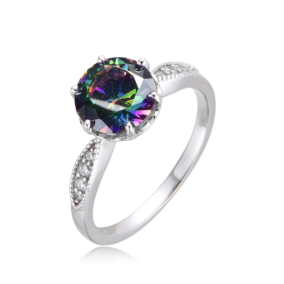 925 STERLING SILVER COLOR CHANGING CZ ZULTNITE ROUND STONE  RING-11247-204