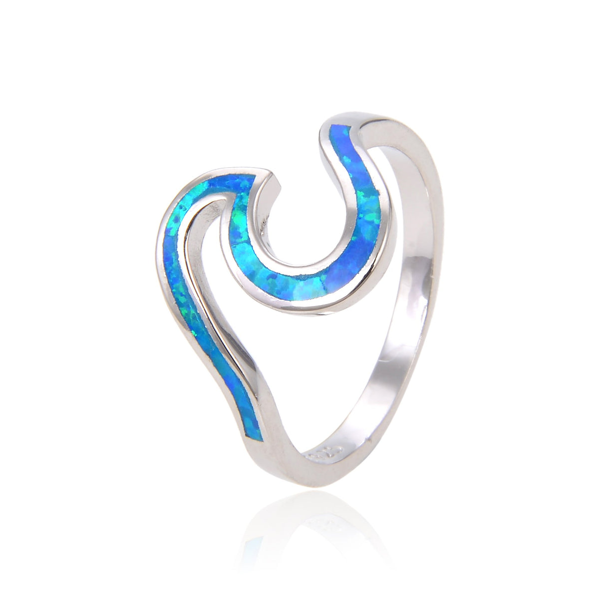 925 Sterling Silver Lab Grown Blue Opal  ring  -11273-k5