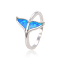 925 Sterling Silver Lab Grown Blue Opal Whale tail Ring-11449-k5