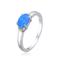925 Sterling Silver Lab Grown Blue Opal single  stone ring oval -11523-k5