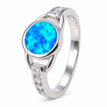 925 Sterling Silver Lab-Created Opal  roynd bezel Ring - 11525