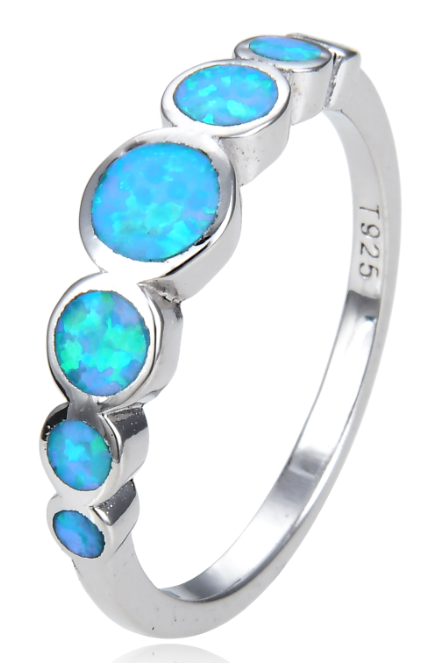 925 Sterling Silver Lab-Created Opal Ring - 11581