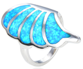 925 Sterling Silverblue or white  Lab-Created Opal fan- shaped Ring - 11622-k5