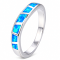 925 Sterling Silver blue or white Lab-Created Opal  band Ring - 11778