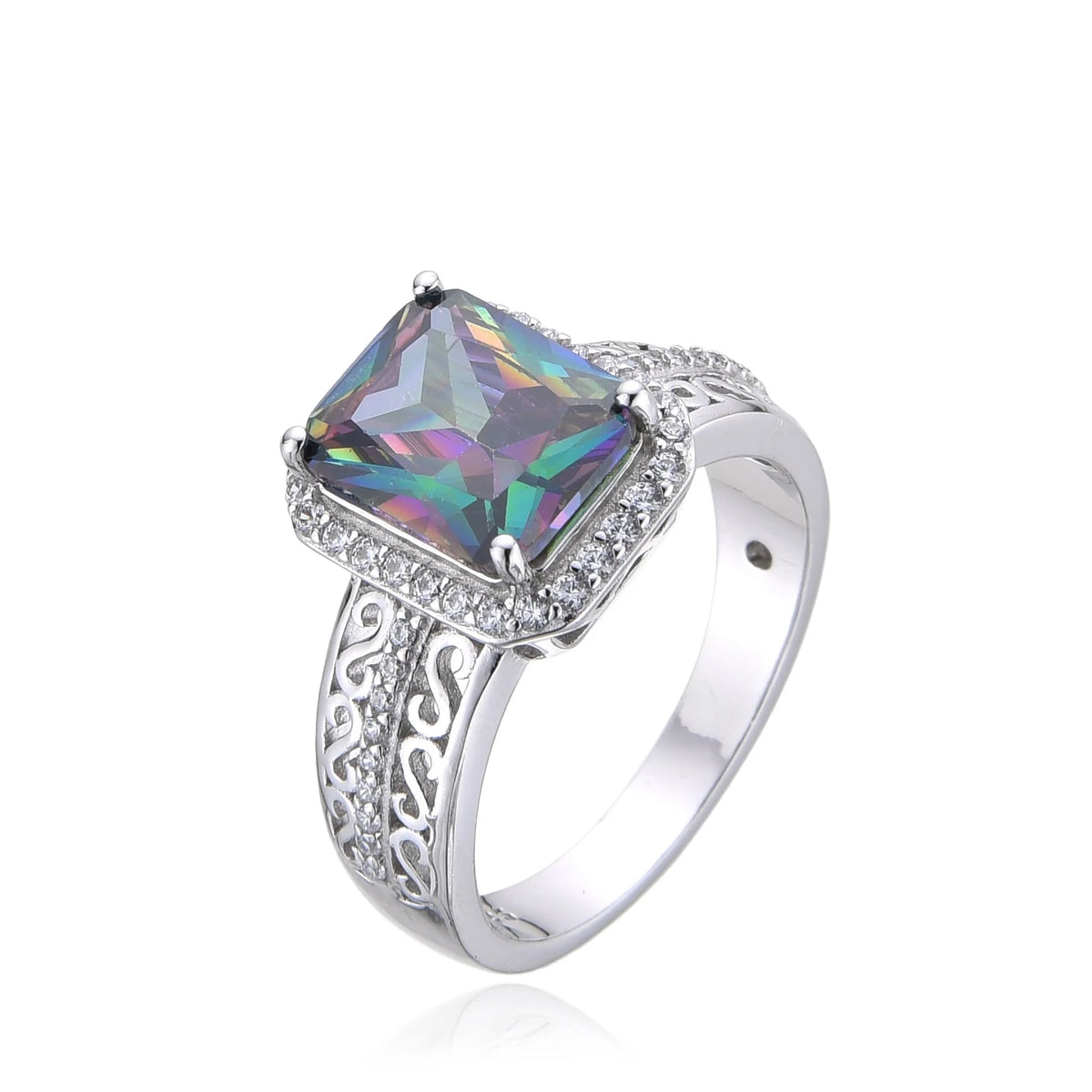 11806-MY-925 Sterling Silver LAB CZ MYSTIC TOPAZ STONE  Ring-11806-MY