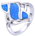925 Sterling Silver Blue or white Lab-Created Opal Geometric Ring - 11877-K5