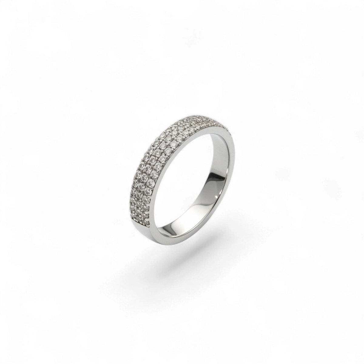 925 SILVER 3 roll white cz band ring wedding ring - 11cz167- wcz