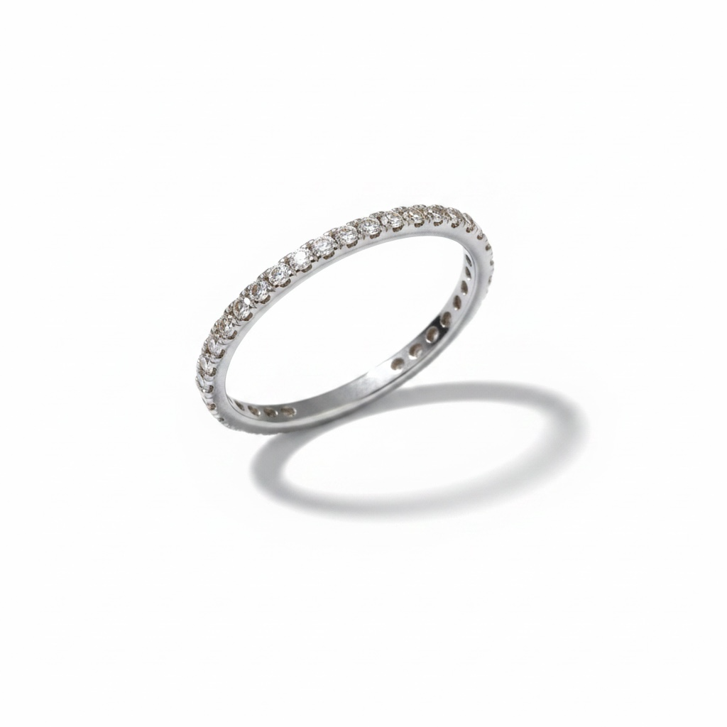 925 Silver White CZ Eternity Band Ring  2mm-11cz95-wcz
