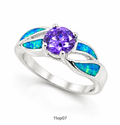 11OP07 Blue Opal center stone ring