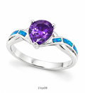 11OP08 Blue Opal center stone ring