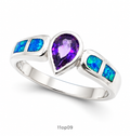 11OP09 Blue Opal center stone ring