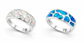 925 Sterling Silver Lab-Created inlay dome Band Opal Ring - 11OP12