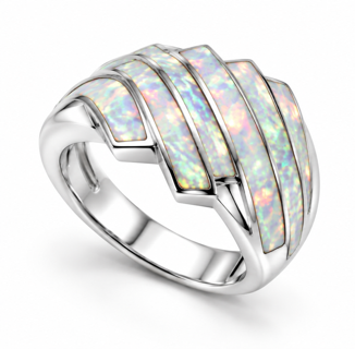 925 Sterling Silver Lab-Created  wave bypass Opal Ring - 11OP16-k5