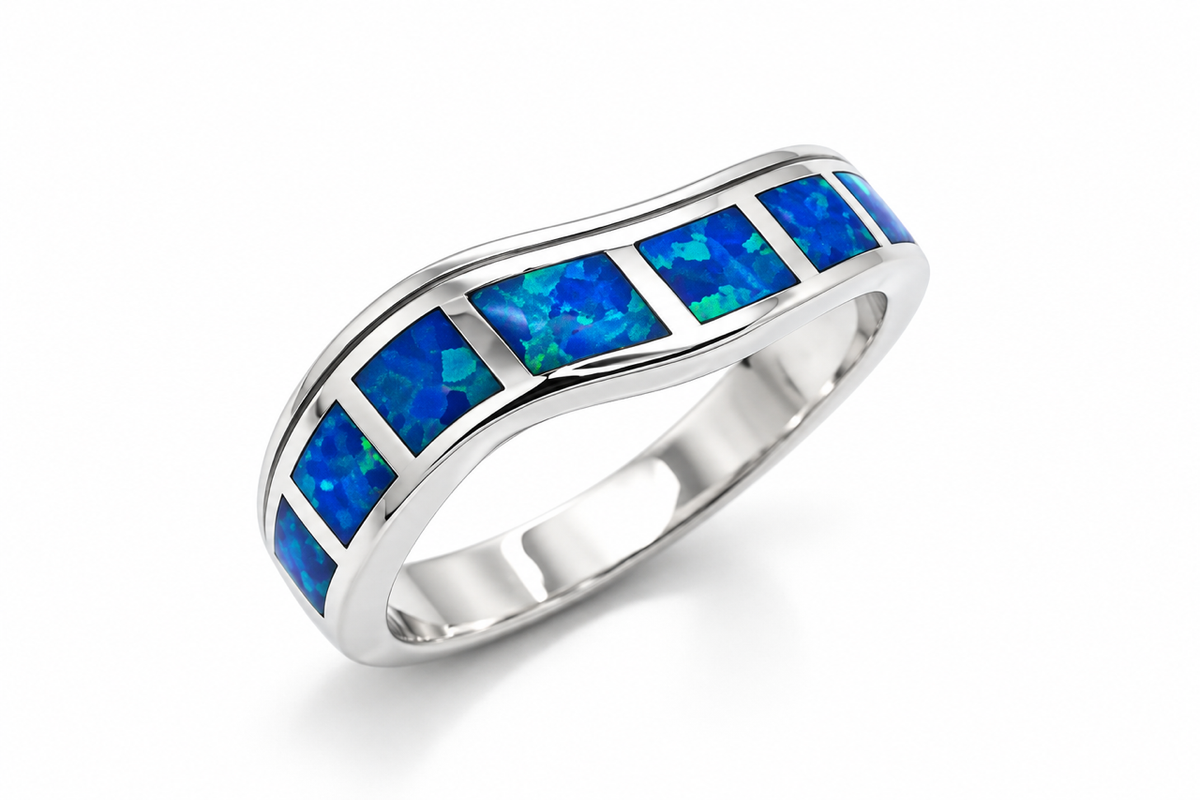 925 Sterling Silver Lab-Created Opal Ring - 11OP173