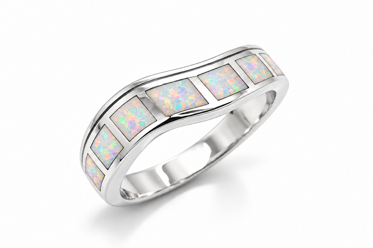 925 Sterling Silver Lab-Created Opal Ring - 11OP173