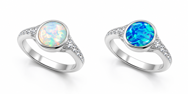 925 Sterling Silver Lab-Created Opal Ring - 11OP37