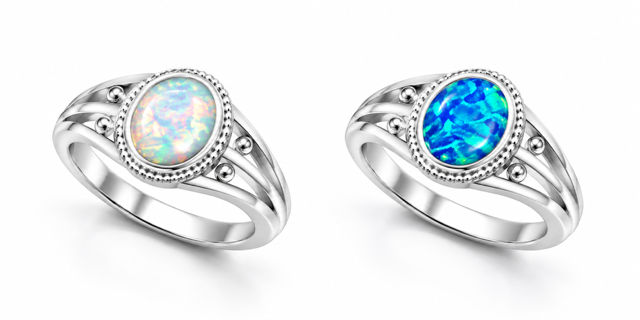 925 Sterling Silver Lab-Created Opal Ring - 11OP38