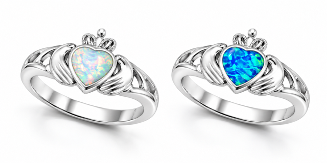 925 Sterling Silver Lab-Created Opal Ring - 11OP39
