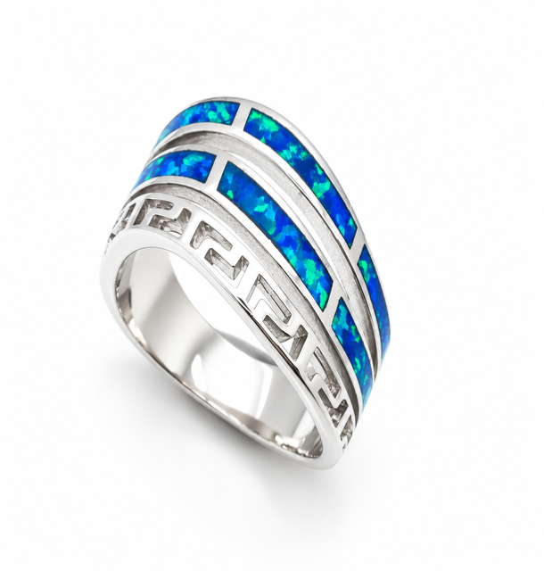 925 Sterling Silver Lab-Created Opal Ring - 11OP41