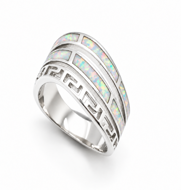 925 Sterling Silver Lab-Created Opal Ring - 11OP41