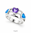 11OP43 Blue Opal center stone ring