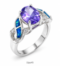 11OP45 Blue Opal center stone ring