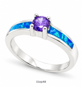 11OP48 Blue Opal center stone ring