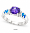 11OP49 Blue Opal center stone ring