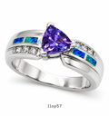 11OP57 Blue Opal center stone ring